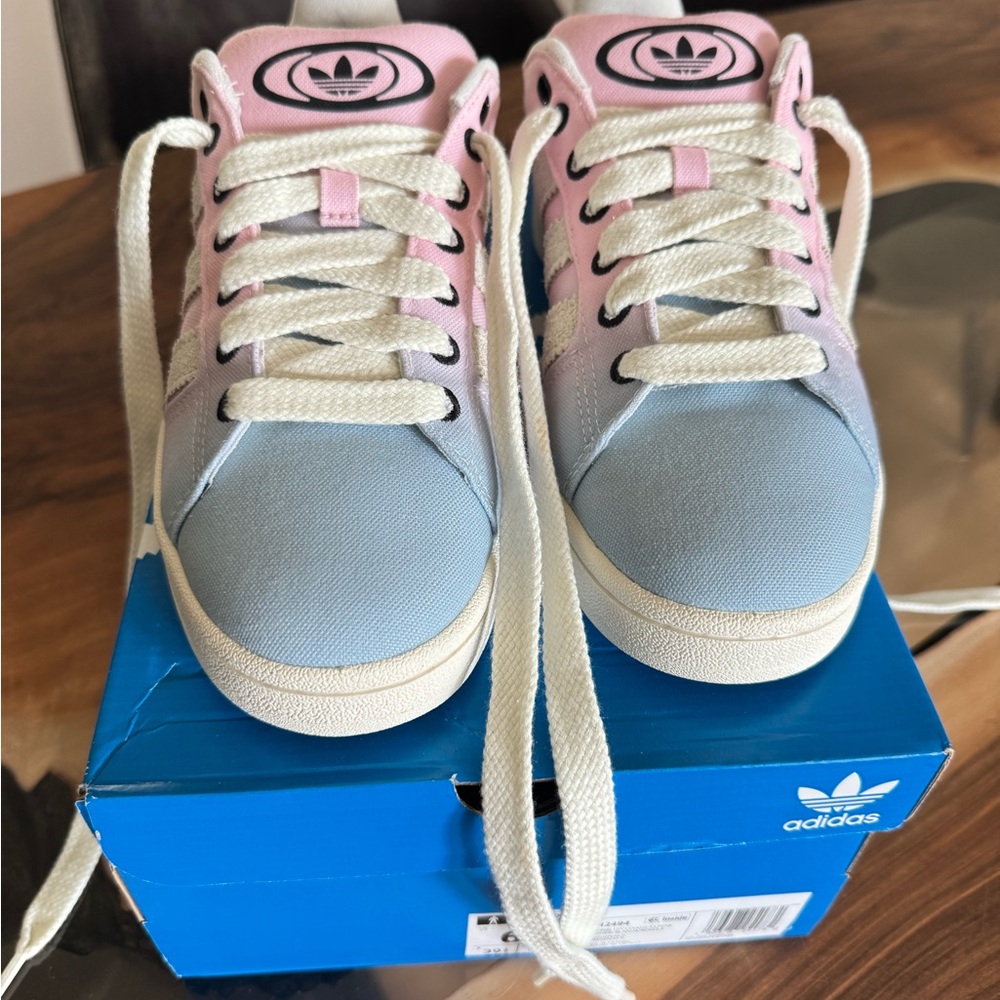 Never worn Adidas Pink and Blue Sneakers with Classic Silhouette